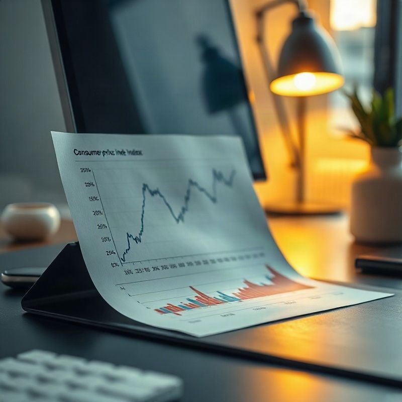 Gráfico impreso del índice de precios al consumo sobre un escritorio